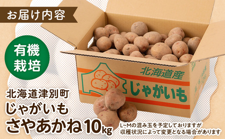【数量限定】R8年産先行受付 じゃがいも（さやあかね） 有機栽培  10kg | ジャガイモ 芋 さやあかね 馬鈴薯 大容量 新鮮 野菜 煮物 コロッケ ポテトサラダ ポテト 保存 特産 産地直送 北海道 津別町 送料無料