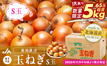 【訳あり】玉ねぎ S玉 5kg | わけあり 小ぶり たまねぎ タマネギ 玉葱 オニオン 大容量 甘い 国産 産地直送 サラダ向け ポトフ シチュー 煮込み 北海道 津別町 送料無料