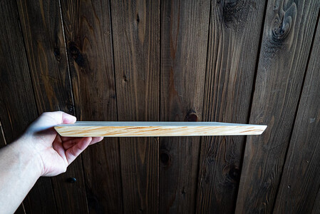 折畳式料理ナイフ（杉杢）、桧一枚板カッティングボード　ー下北山村キャンプギアセットー　杉杢ナイフ