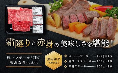 紀州和華牛 熟成 食べ比べ ステーキ 3種盛り 300g