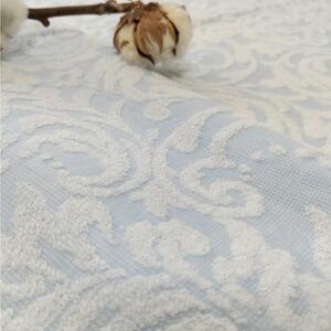 【 ブルー 】 高級ジャガード織りタオルケット シングルサイズ(140×190cm) SNT-10T-BL