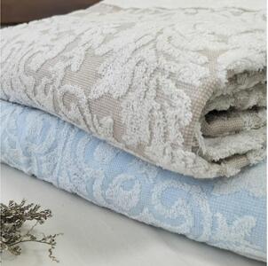 【 ブルー 】 高級ジャガード織りタオルケット シングルサイズ(140×190cm) SNT-10T-BL