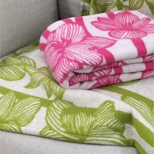 【 ピンク 】 洗える!やわらかラムウール混 北欧調ブランケット ハーフサイズ(90×140cm)( SH-35921-PI)