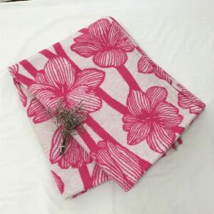 【 ピンク 】 洗える!やわらかラムウール混 北欧調ブランケット ハーフサイズ(90×140cm)( SH-35921-PI)