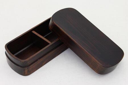 ◇紀州桧弁当箱 タイプS-4 DBR ナノコート 弁当包みセット【ミズタマ】【TN132】