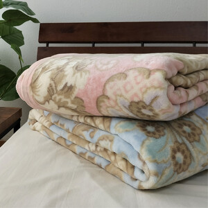 椿オイル加工 ふんわり綿毛布 シングルサイズ 約140×200cm ブルー CNM-300-BL