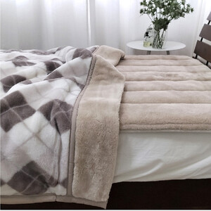 ［掛敷セット］吸湿発熱あったかボリューム毛布(約140×220cm) ベージュ1枚&敷パッド(約100×205cm)ベージュ1枚(シングル) JM-HTP-BE