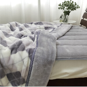 ［掛敷セット］吸湿発熱あったかボリューム毛布(約140×220cm)グレー1枚&敷パッド(約100×205cm)グレー1枚(シングル) JM-HTP-GY