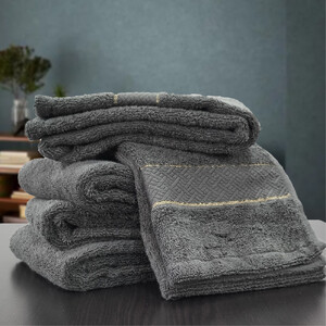 【フェイス5枚組】スーピマ綿フェイスタオル 34×80cm クレF5-GY