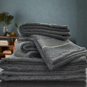 【フェイス4枚・バス2枚セット】スーピマ綿タオルセット クレF4B2-GY