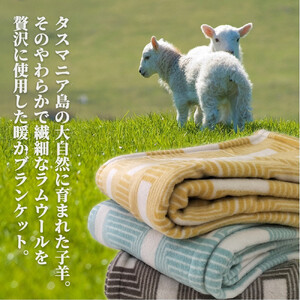 【キングサイズ】洗えるタスマニアラムウール混毛布 220×200cm OTW-K-BR