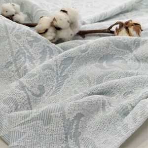 『軽やか』で洗濯しやすい綿100%タオルケット シングルサイズ(140×190cm)×ブルー1枚 5164-BL