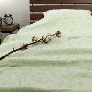 『軽やか』で洗濯しやすい綿100%タオルケット シングルサイズ(140×190cm)×グリーン1枚 5164-GR