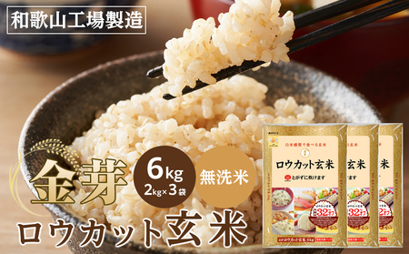 和歌山工場製造】金芽ロウカット玄米(無洗米) 6kg(2kg×3袋) | 和歌山県