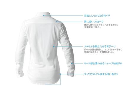DJS-002 decollouomo メンズドレスシャツ長袖（生地／コンコルド）ピュアホワイト／Mサイズ