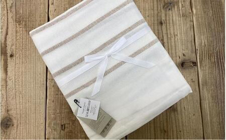 オーガニックコットン　タオルシーツ　シングルサイズ（145×230cm）ボーダー　ブラウン  SNS-13-BR