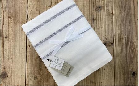 オーガニックコットン　タオルシーツ　シングルサイズ（145×230cm）ボーダー　グレー  SNS-13-GY