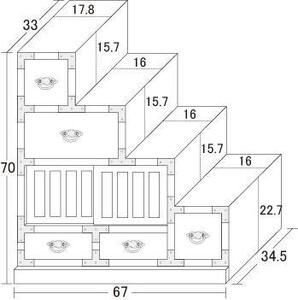 民芸調 階段箪笥 右下がり