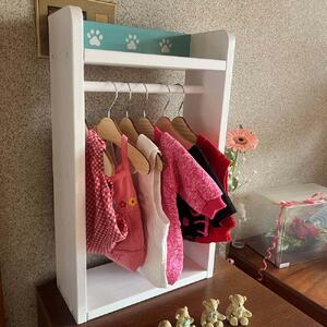 ペットハンガーラック (ホワイト×エメラルド)【肉球が可愛い】