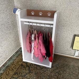 ペットハンガーラック （ホワイト×チーク）【肉球が可愛い】