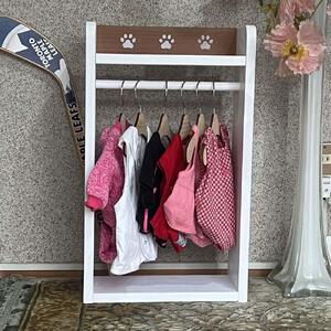 ペットハンガーラック （ホワイト×チーク）【肉球が可愛い】