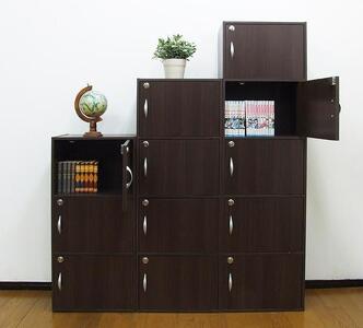 【ブラウン】鍵付き4段ボックスR