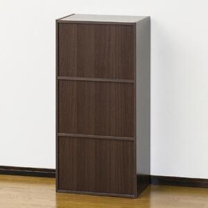 【ブラウン】鍵付き3段ボックス