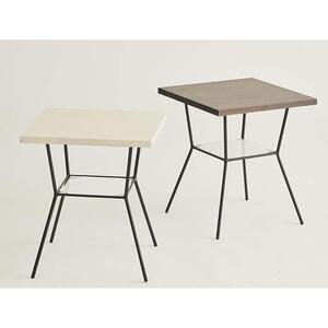 【天板ホワイト】  無垢材を使ったサイドテーブル D480xW480xH545