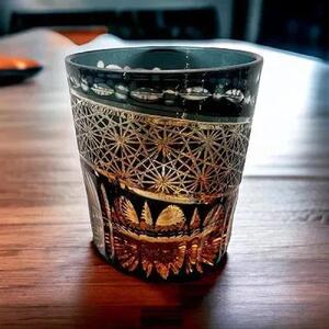 切子グラス(漆技) オールドグリーン 【NF28】