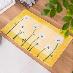 玄関マット イノセントデイジー 60×110cm イエロー 室内 洗える 日本製 ウィルトン織り すべり止め