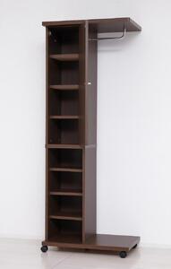 ミラー付ハンガーラック ブラウン