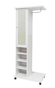 ミラー付ハンガーラック ホワイト