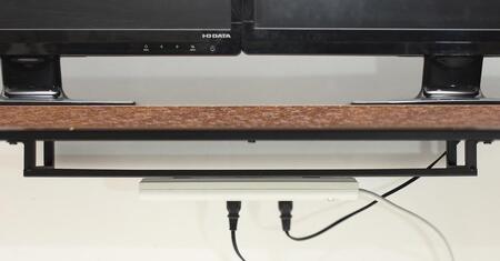 デュアルモニターテーブル ダークブラウン