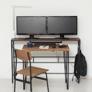 デュアルモニターテーブル ダークブラウン