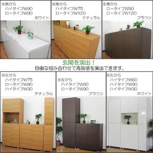 【ブラウン】高級素材仕様 シューズボックス 幅120 ロータイプ