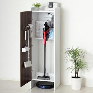【ブラウン】クリーナーグッズ収納 幅43.5×奥行42×高さ140cm スティック掃除機 ロボット掃除機 収納 AKU104410602
