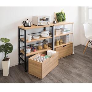 【ブラック】スチールラック 約幅70×奥行35×高さ88cm キッチンワゴン キッチンラック レンジ台 キッチンカウンター レンジラック キャスター付き 引き出し付き AKU102343901