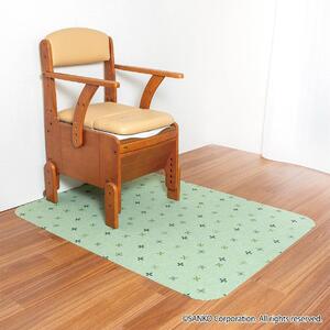 【グリーン】 サンコー おくだけ吸着 ズレない ポータブルトイレマット 大判 介護 排泄 撥水 KJ-20