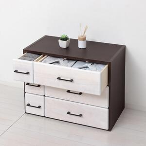 天然木自在チェスト6D 【ホワイト】