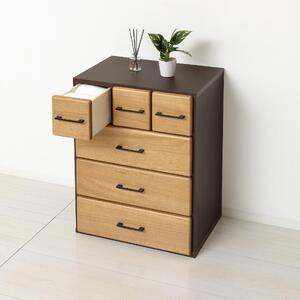 天然木自在チェスト6D 【ライトブラウン】