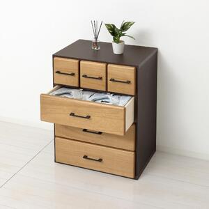 天然木自在チェスト6D 【ライトブラウン】