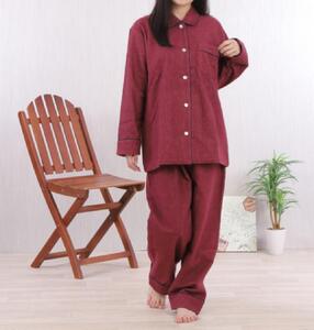 【カラー：レッド サイズ：M】フランネル 無地 レディス パジャマ