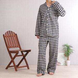 【カラー：ネイビー サイズ：M】ヤクウール 格子柄 メンズパジャマ