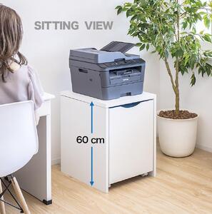 オフィス収納台W455 ホワイト 複合機ラック プリンター台 幅約45cm 奥行き約50cm キャスター付きワゴン SNG101309211