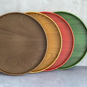 紀州塗り 曲げわっぱ 丸盆 ライトブラウン 27cm 9寸 お盆 トレー トレイ カワイイ 和風 お茶盆 プレート