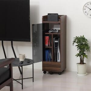 ゲーム機ラック キャスター付き ブラウン AKU104476301