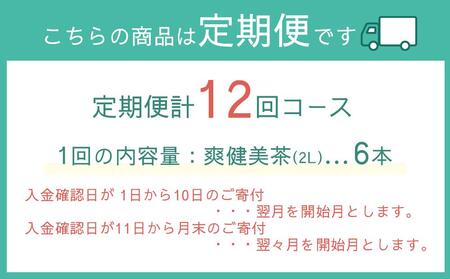 定期便 毎月 全12回 爽健美茶 2L×6本 １ケース 12ヶ月定期便