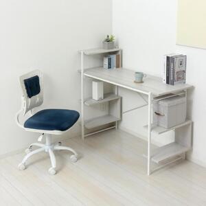 らくらく組立 棚付デスク W120 ホワイト 約W120×D51×H98.5(76)cm AKU104477501
