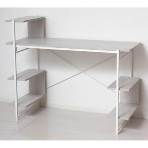 らくらく組立 棚付デスク W120 ホワイト 約W120×D51×H98.5(76)cm AKU104477501