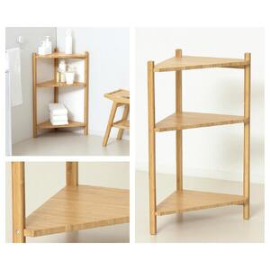 Bamboo コーナーラック3段 ナチュラル 約幅34×奥行34×高さ74cm AKU1044766